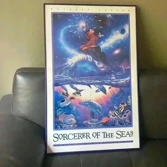DISNEY Framed Poster "SORCERER OF SEA" BY  CHRISTIAN RIESE LASSEN. - Picture 1 of 13